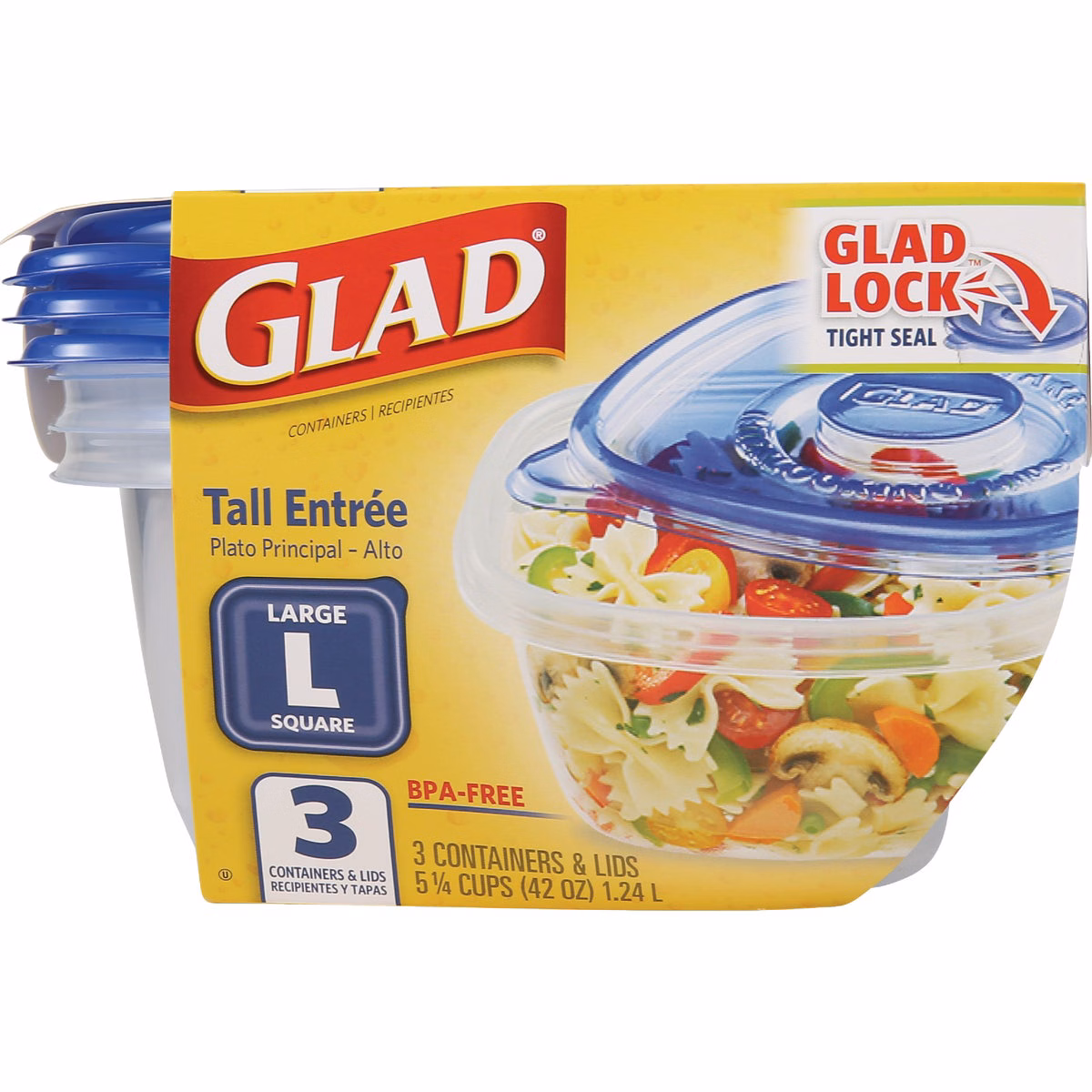 Glad 42 Oz. Clear Square Tall Entree Container (3-Pack)