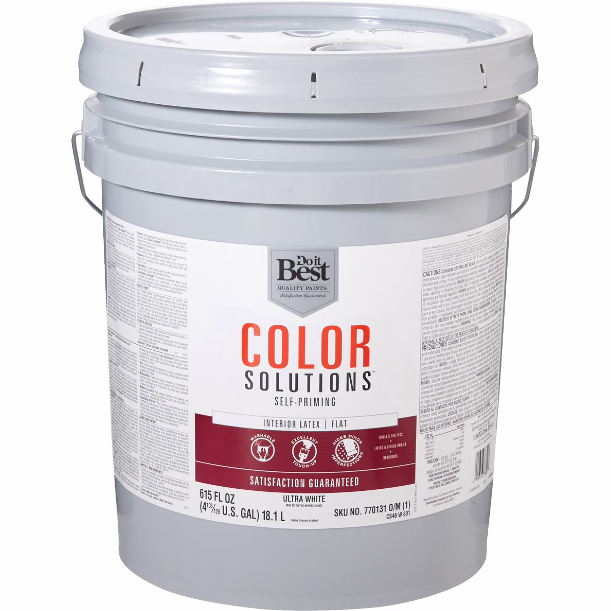 Do it Best Color Solutions Latex Self-Priming Flat Interior Wall Paint, Ultra White, 5 Gal.