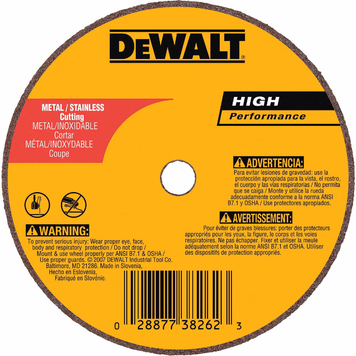 DEWALT HP Type 1 3 In. x 1/16 In. x 1/4 In. Metal/Stainless Cut-Off Wheel