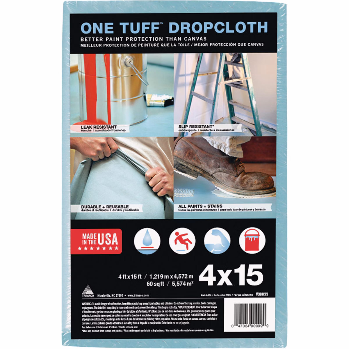 Trimaco One Tuff 4 Ft. x 15 Ft. Professional Grade Drop Cloth