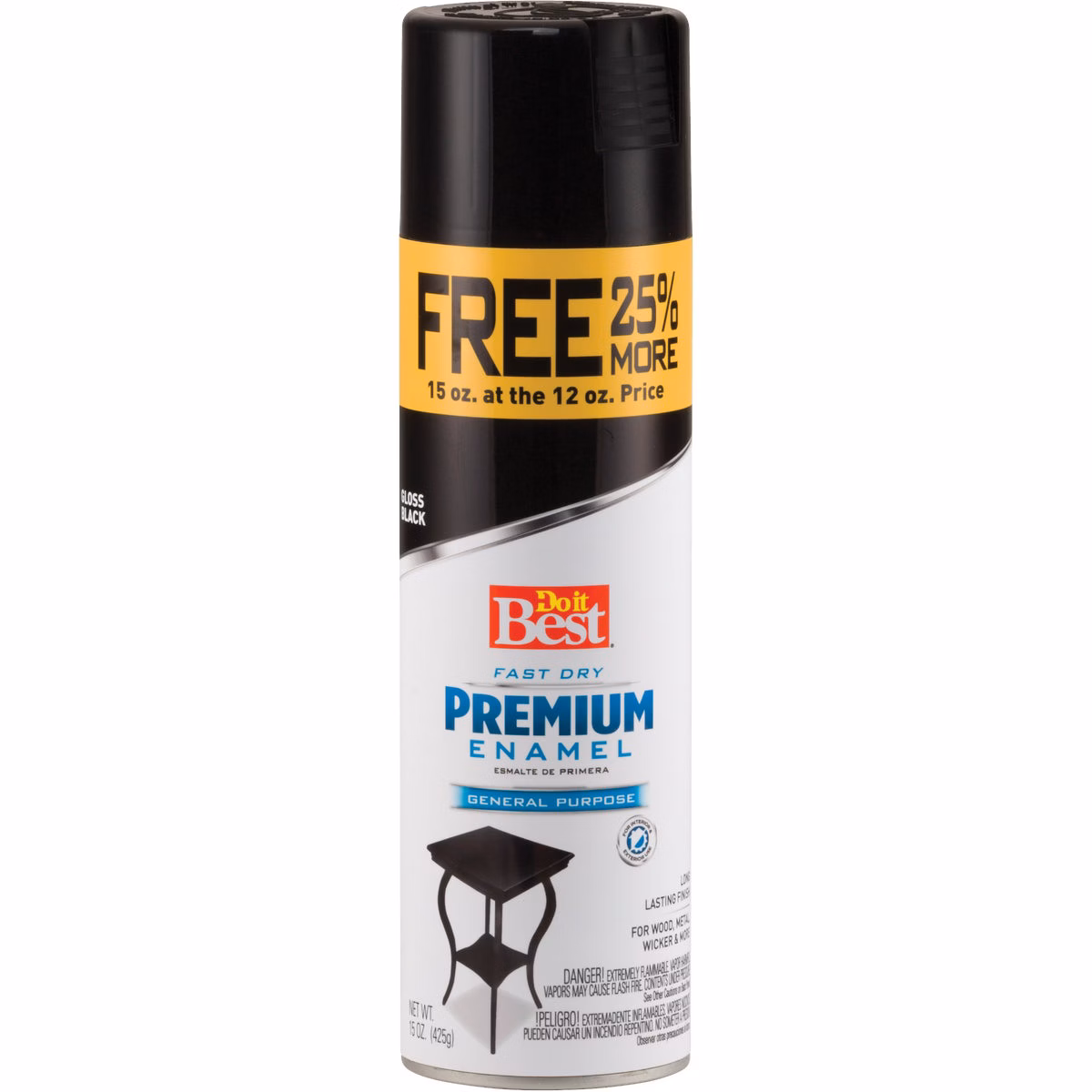 Do it Best Premium Enamel 15 Oz. Gloss Bonus Can Spray Paint, Black