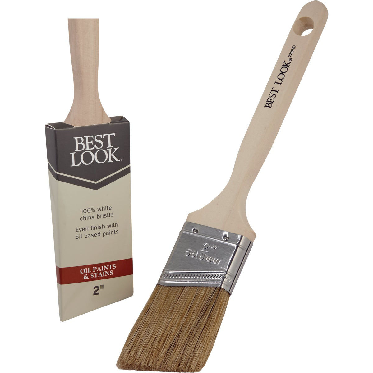 Best Look 2 In. Angle White Natural China Bristle Paint Brush-