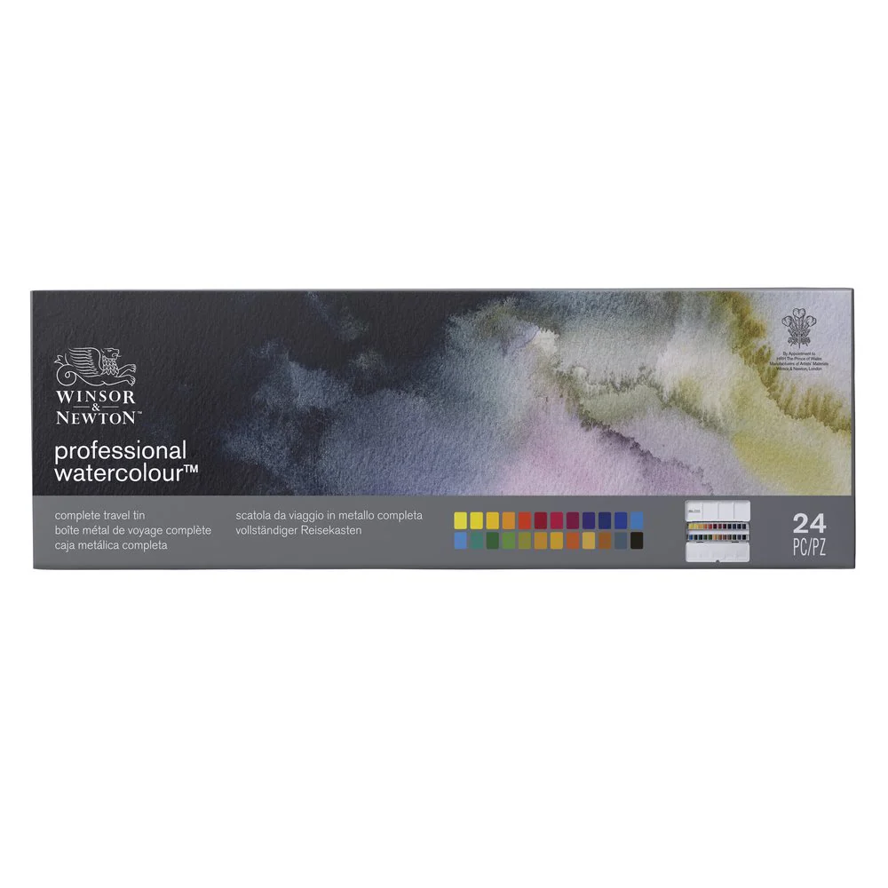 Professional Watercolour Complete Travel Tin – 24 Half Pans