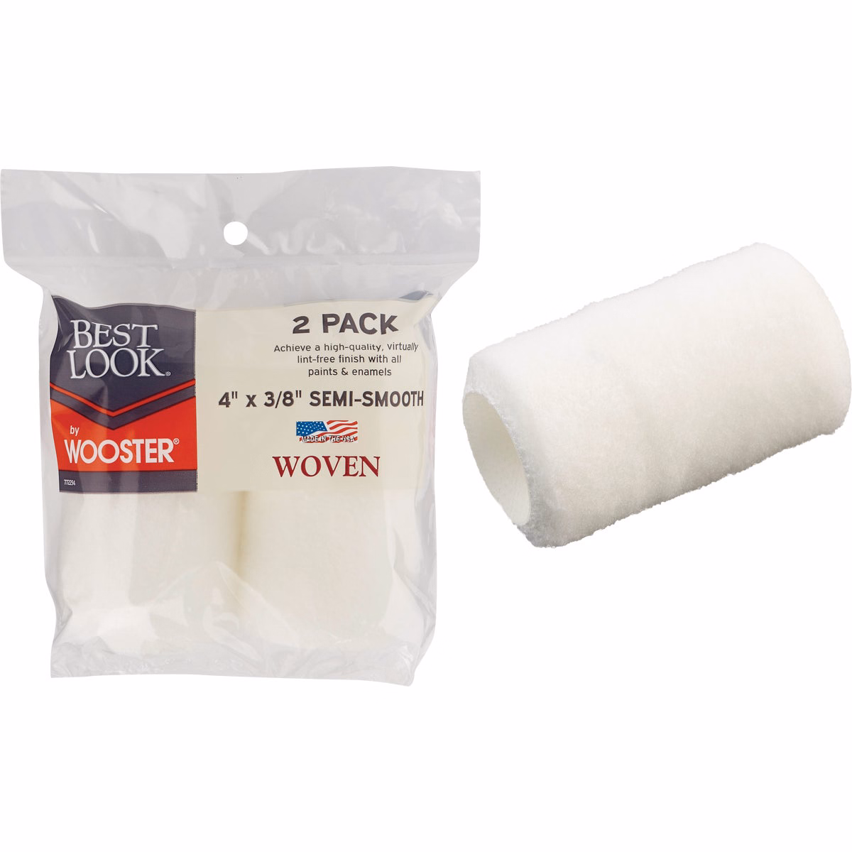 Best Look By Wooster 4 In. x 3/8 In. Woven Fabric Roller Cover (2-Pack)