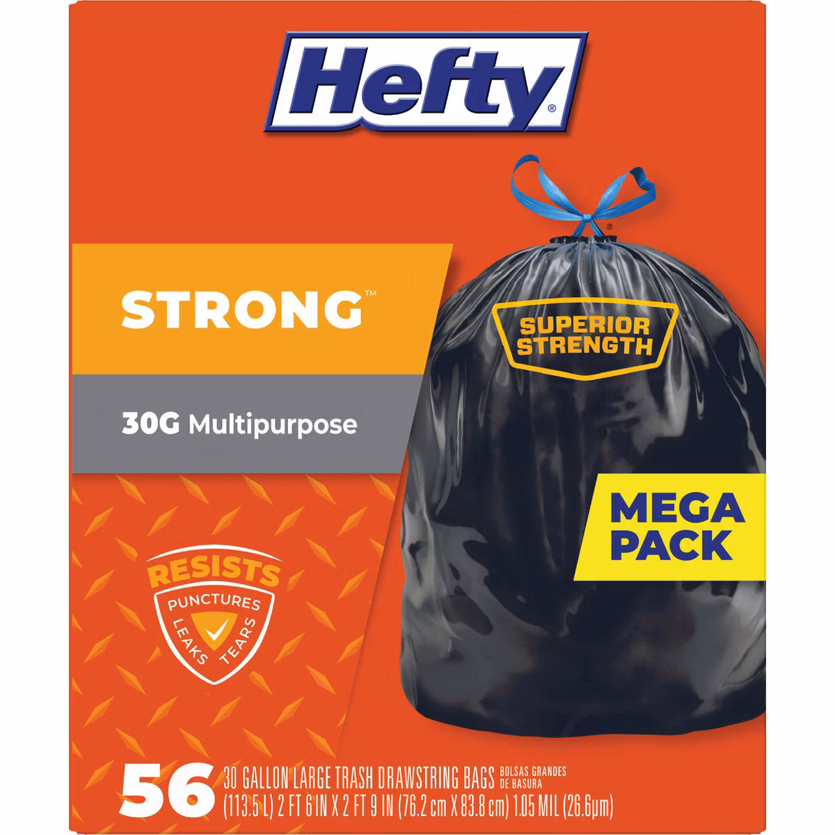 Hefty Strong 30 Gal. Large Black Trash Bag (56-Count)