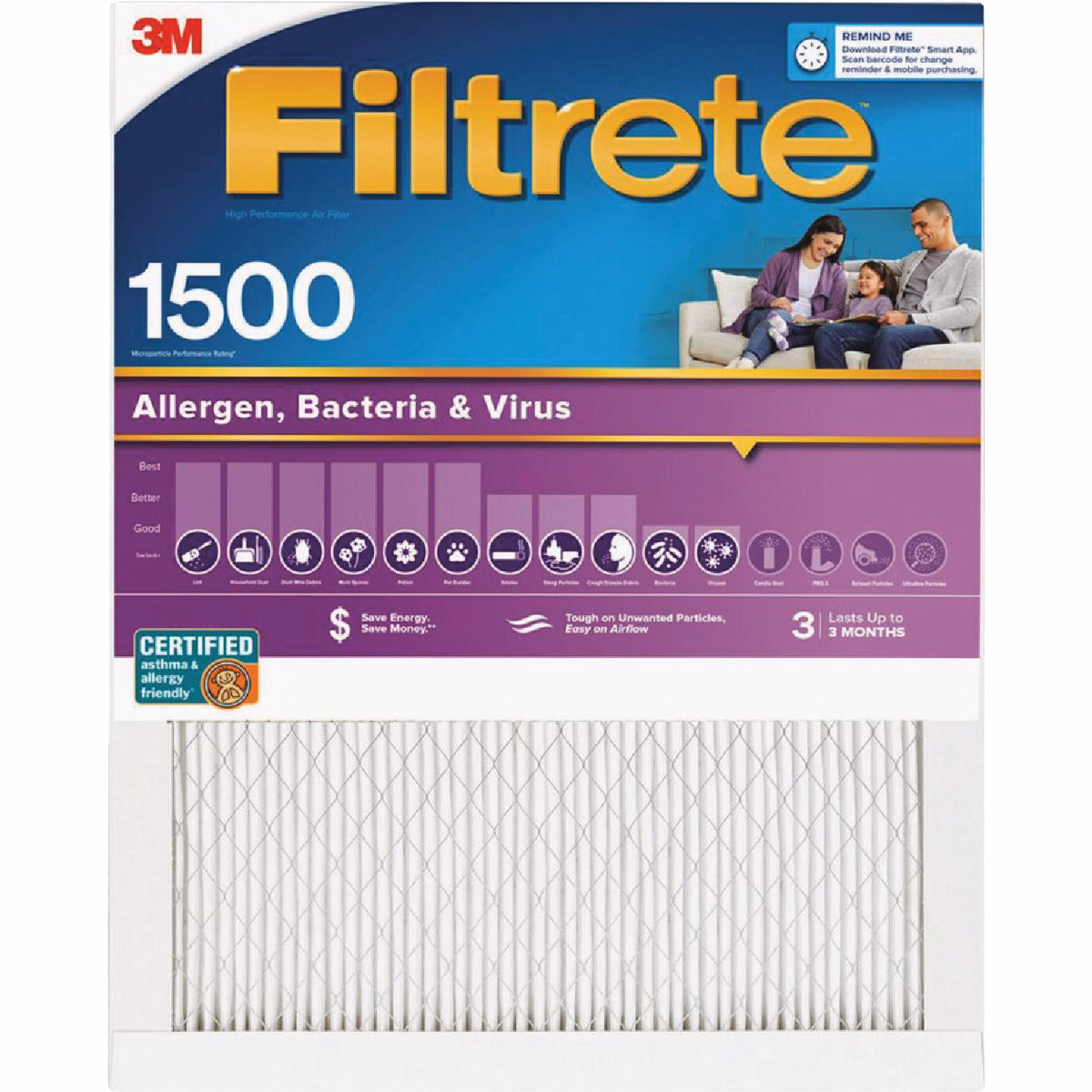Filtrete High Performance Air Filter 1500 MPR, 20 In. x 30 In. x 1 In.