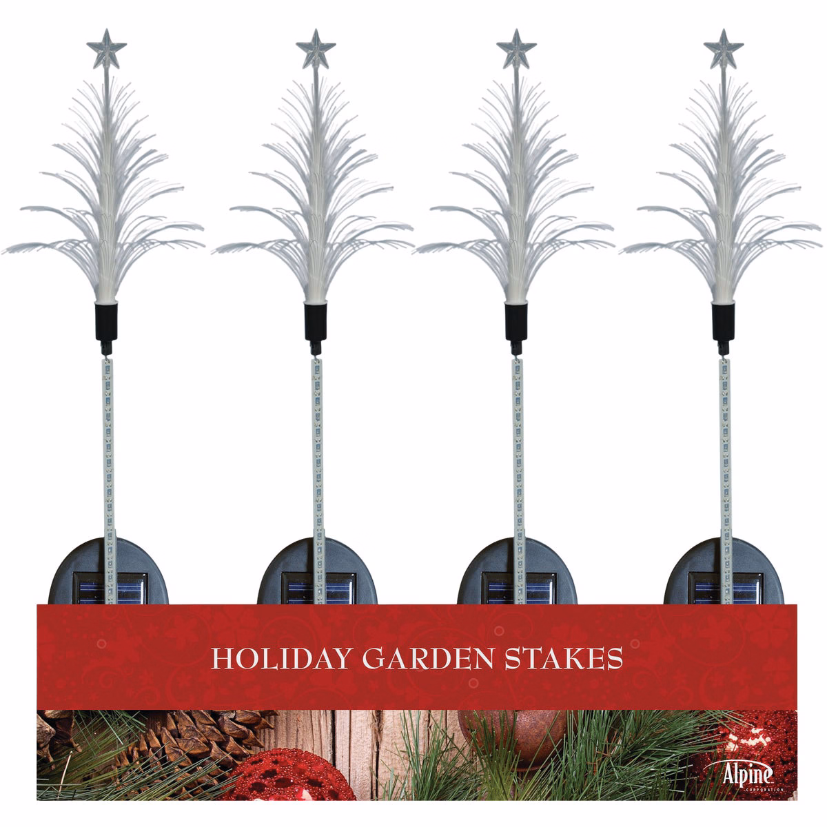 Alpine 40 In. LED Solar Fiber Optic Tree Holiday Garden Stake