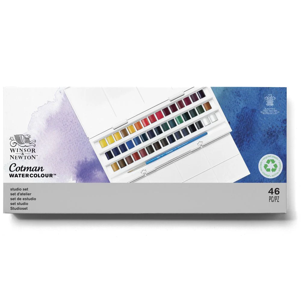 Cotman Watercolours Half Pan Studio Set – 45 Half Pans