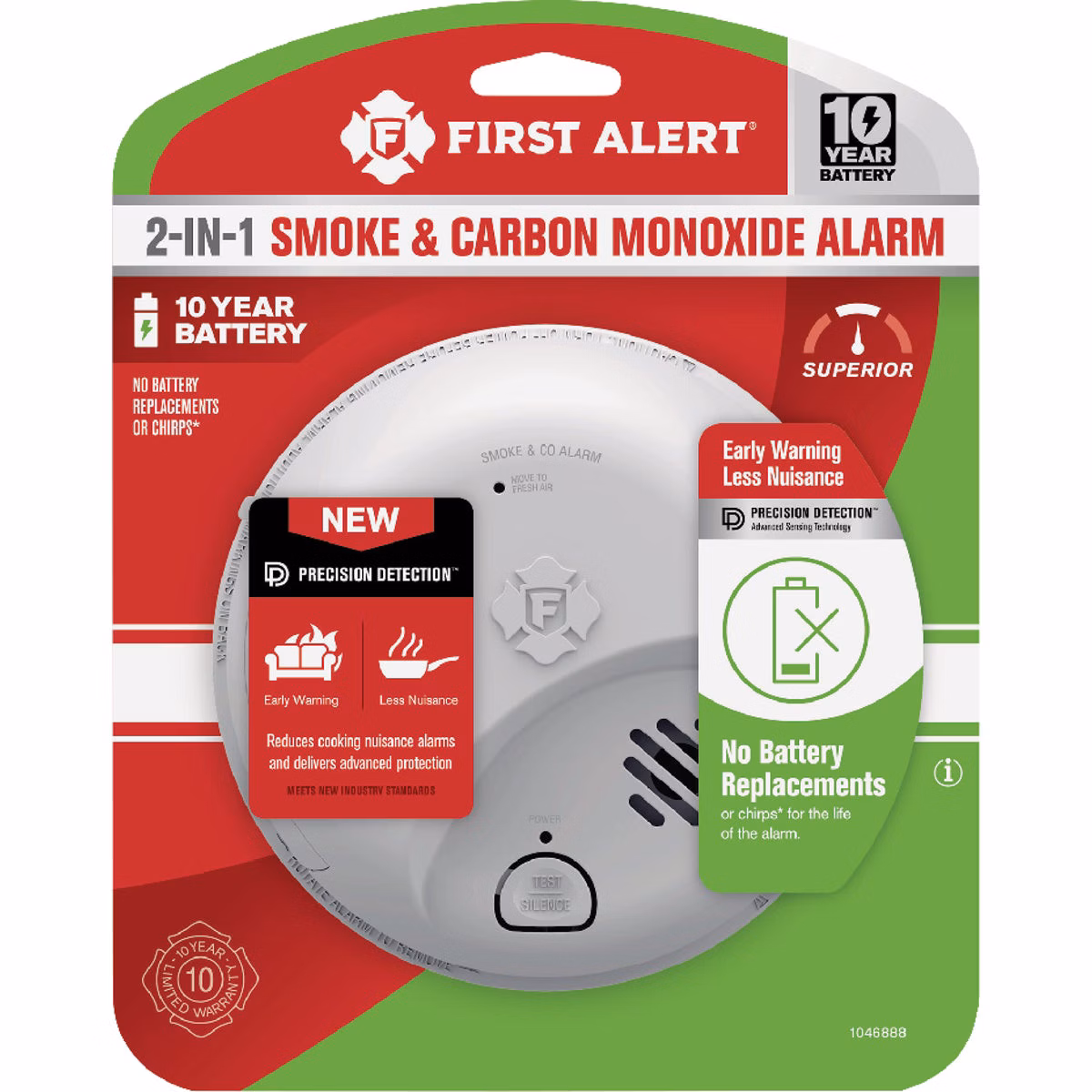 First Alert SMICO110 2-in-1 10-Year Battery Ionization Smoke & Carbon Monoxide Alarm