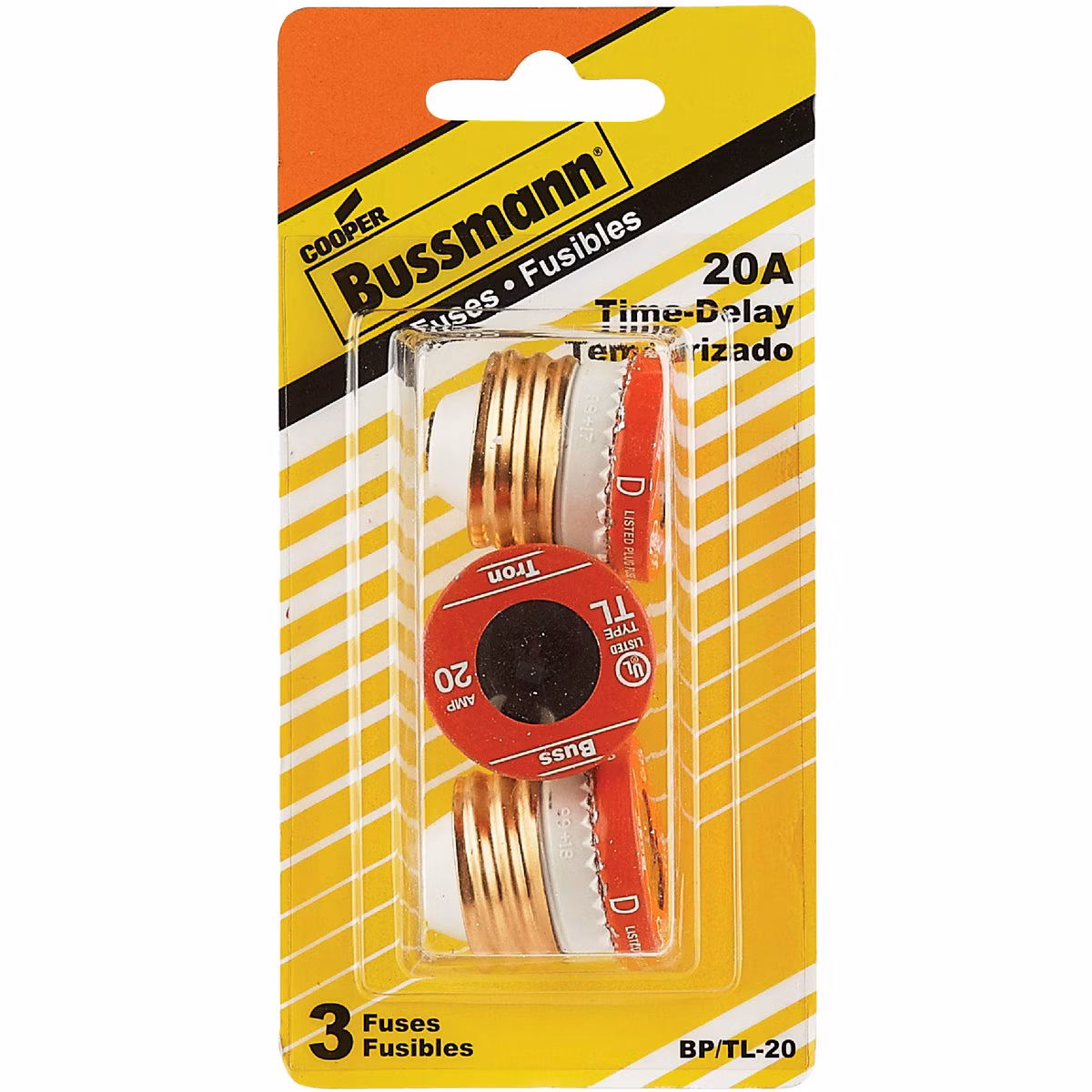 Bussmann 20A BP/TL Time-Delay Plug Fuse (3-Pack)