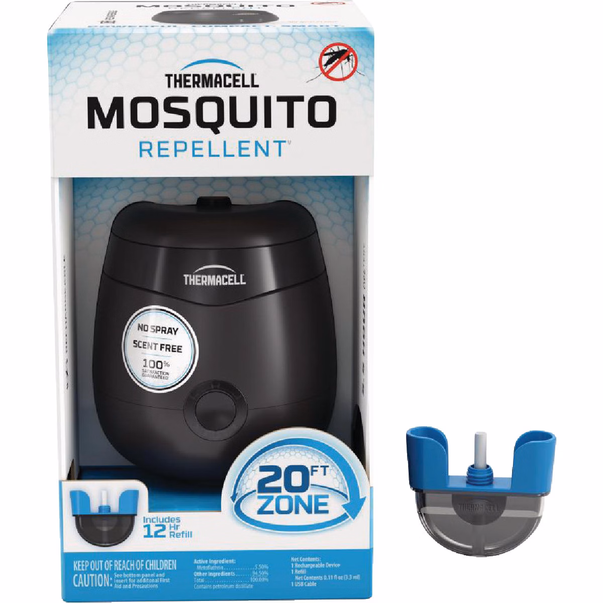 Thermacell 5-1/2 Hr. Black Rechargeable Mosquito Repeller Starter Kit