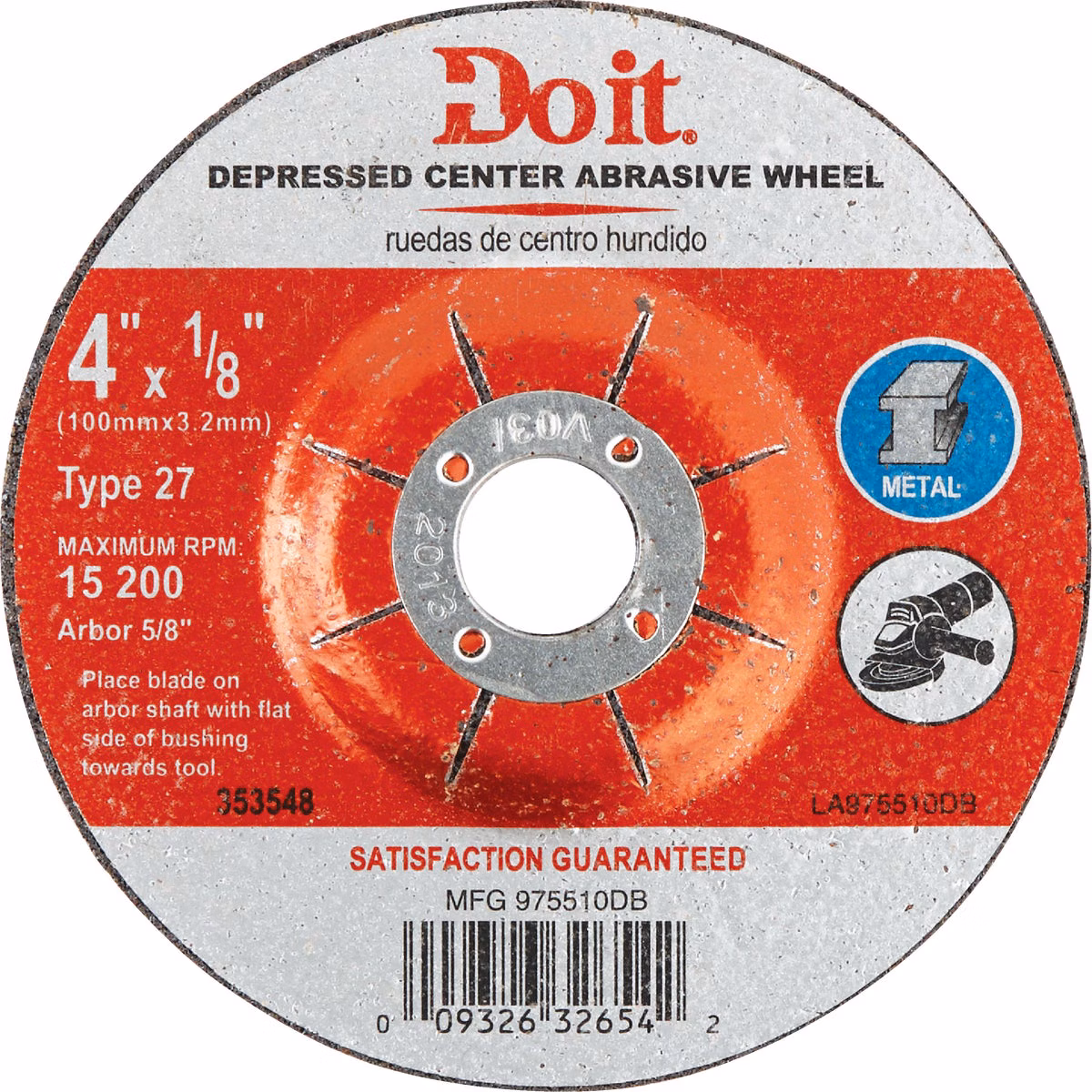 Do it Type 27 4 In. x 1/8 In. x 5/8 In. Metal Cut-Off Wheel