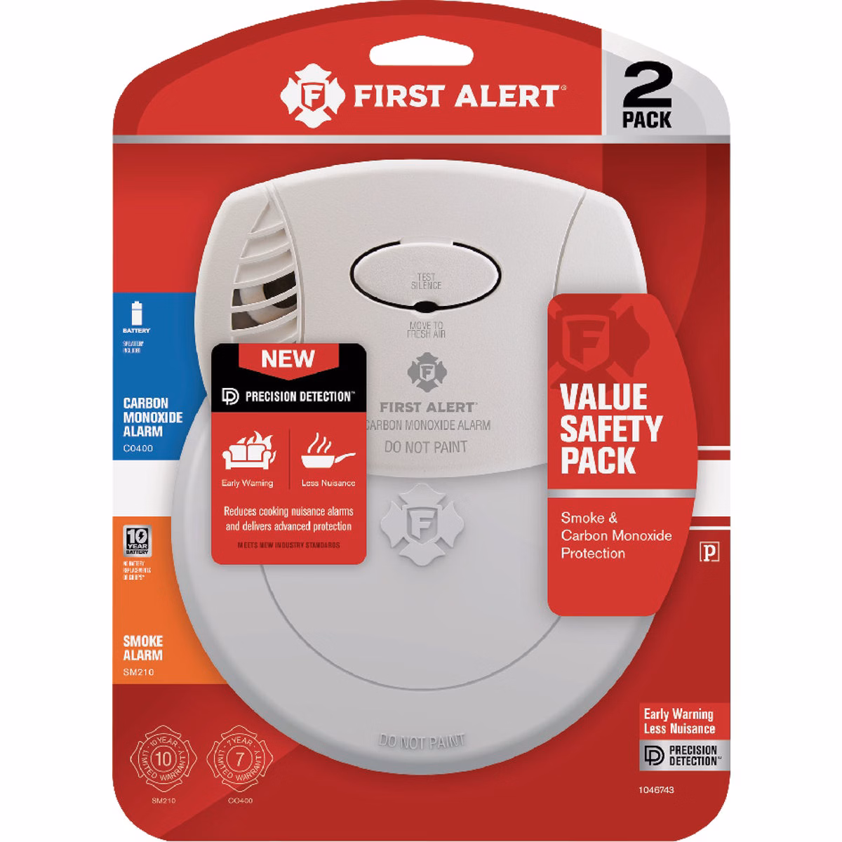 First Alert 10-Year Battery Photoelectric CO400 Carbon Monoxide & SM210 Smoke Alarm Value Pack