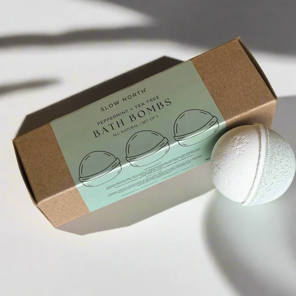 Natural Bath Bomb Set – Peppermint + Tea Tree (Set of 3)