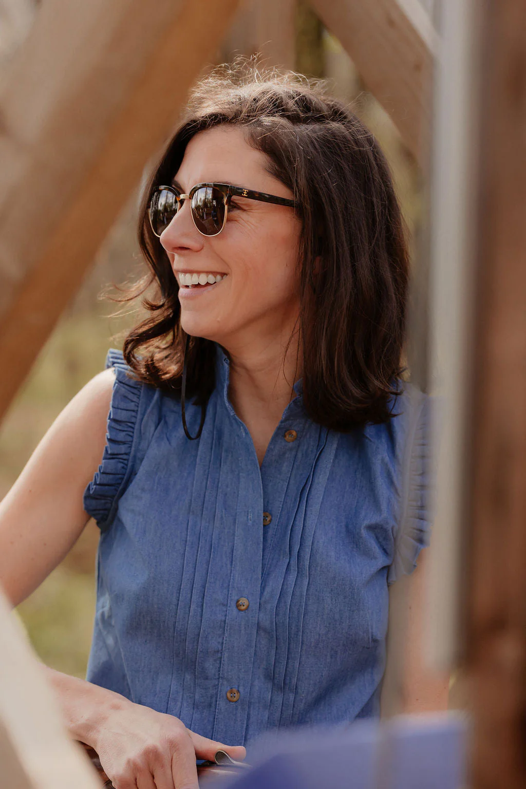 Sleeveless Charlotte Blouse – Dungaree Blue