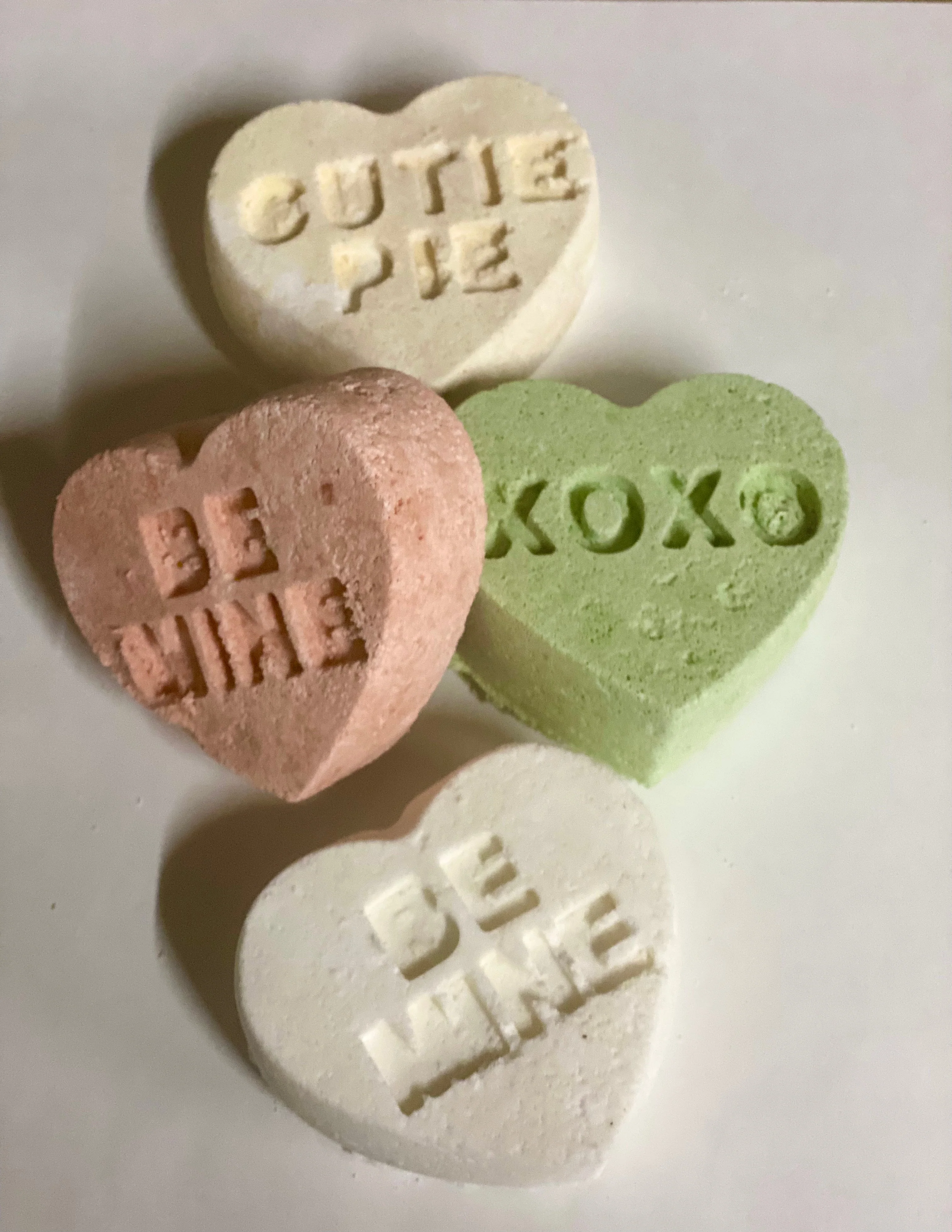 Organic bath bomb / Valentine’s Day / conversation hearts / conversation heart bath bombs / organic bath fizzy / organic bath fizzie