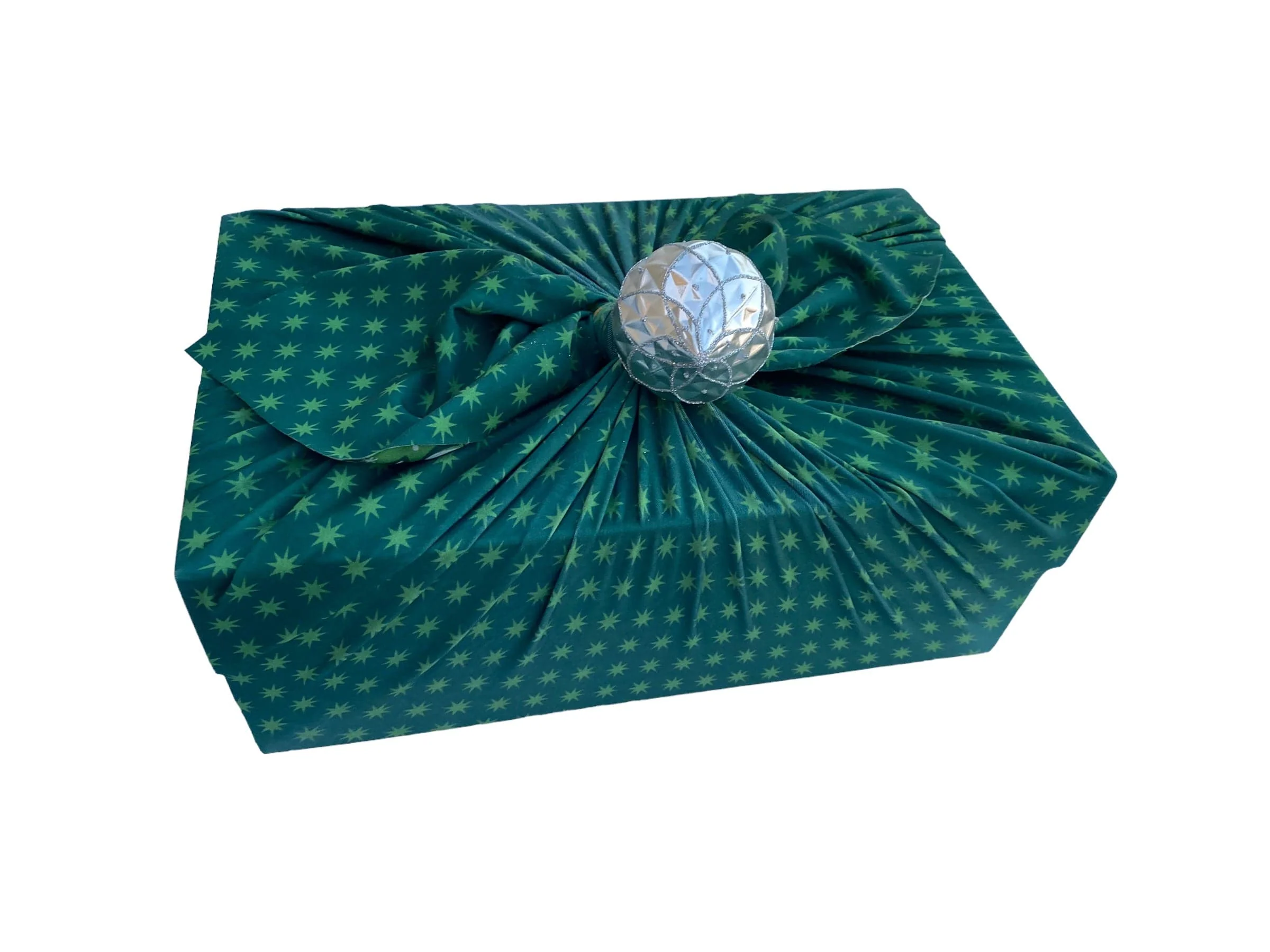 Large Reusable Cloth Furoshiki Gift Wrap | Christmas Trees & Stars - Image 3