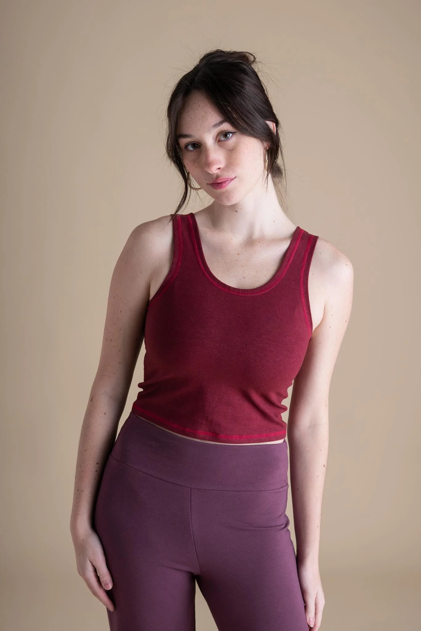 Crop Tank in Cranberry