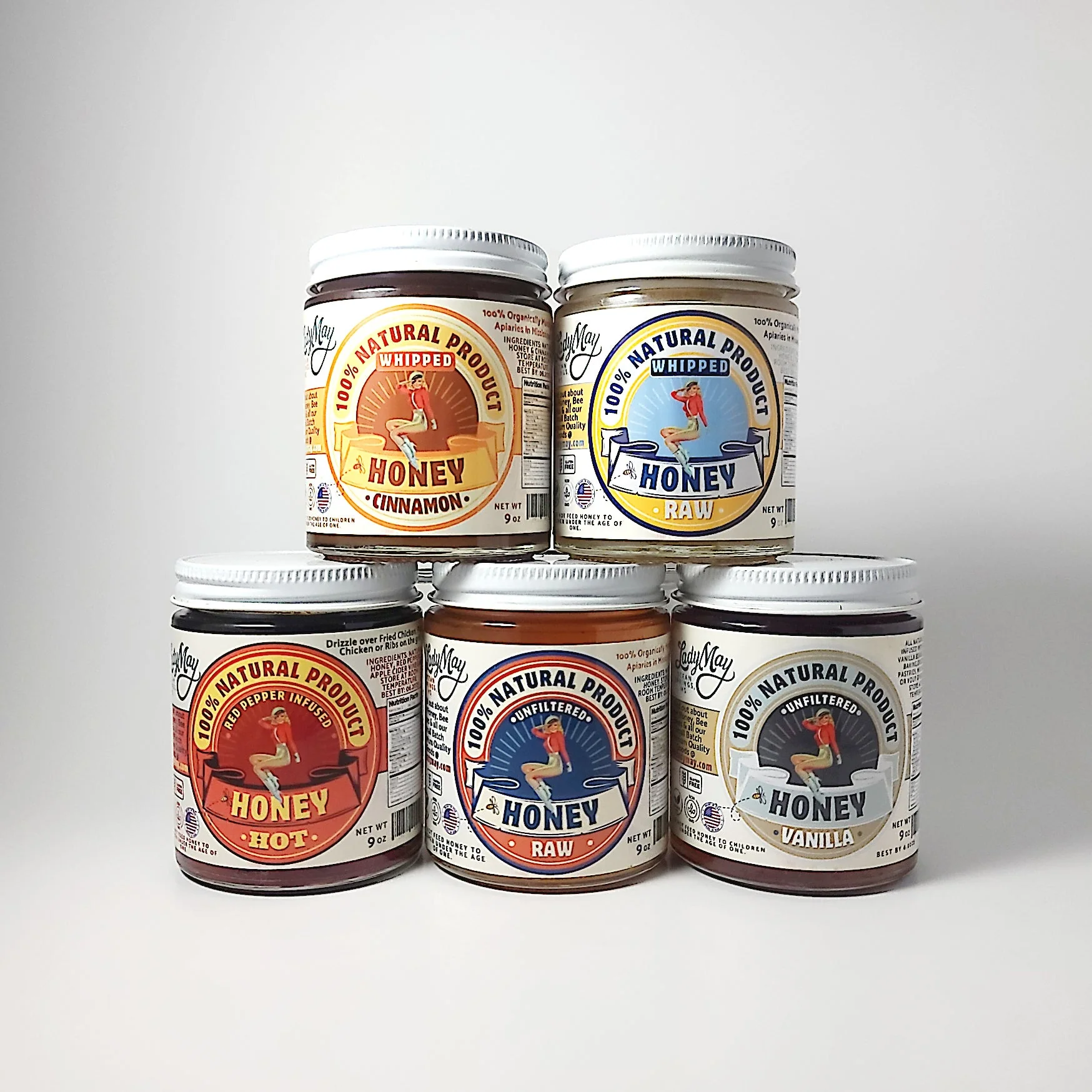Honey For Your Honey Gift Box – 9oz – Raw, Hot, Vanilla, Whipped, Cinnamon Whipped