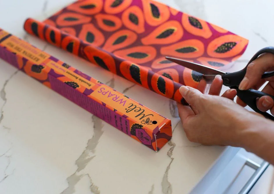 Beeswax Wrap Bulk Roll – Purple Papaya Print