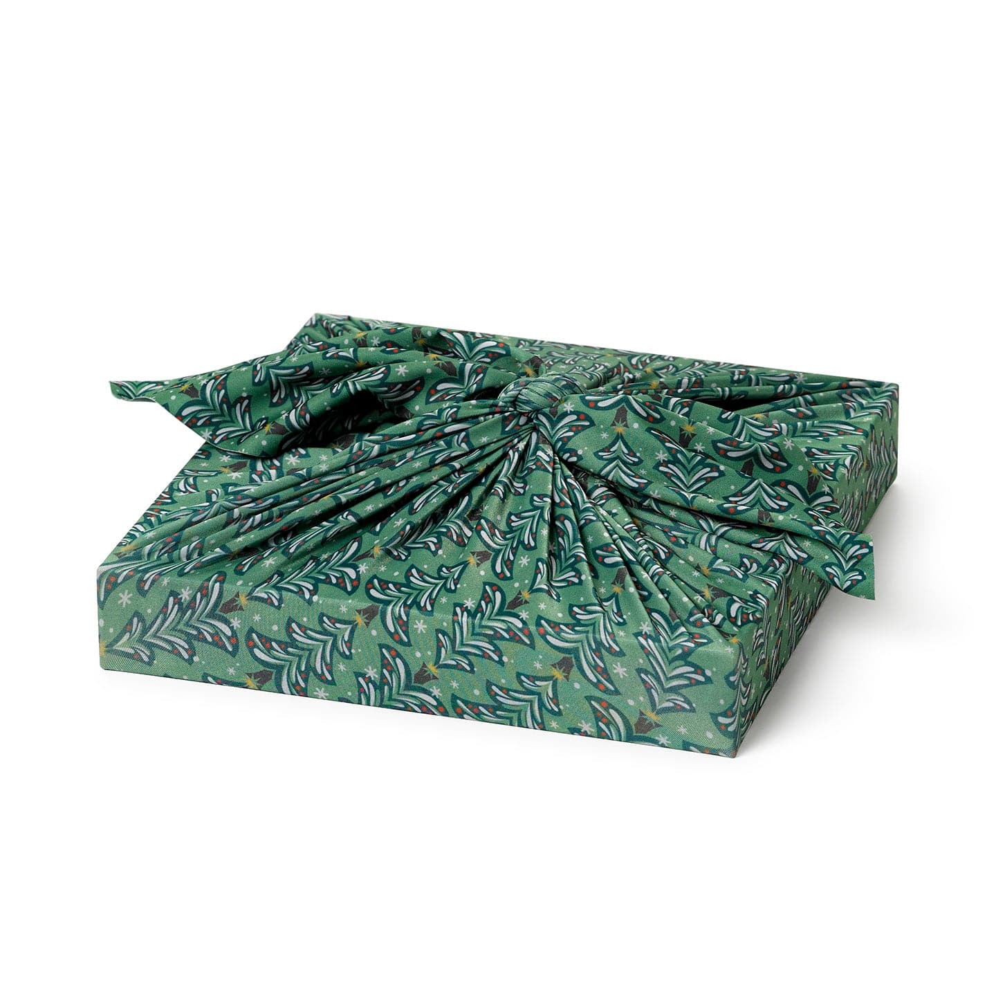 Set of 3 (S, L, XL) Reusable Cloth Furoshiki Gift Wrap | Christmas Trees & Bright Red - Image 3
