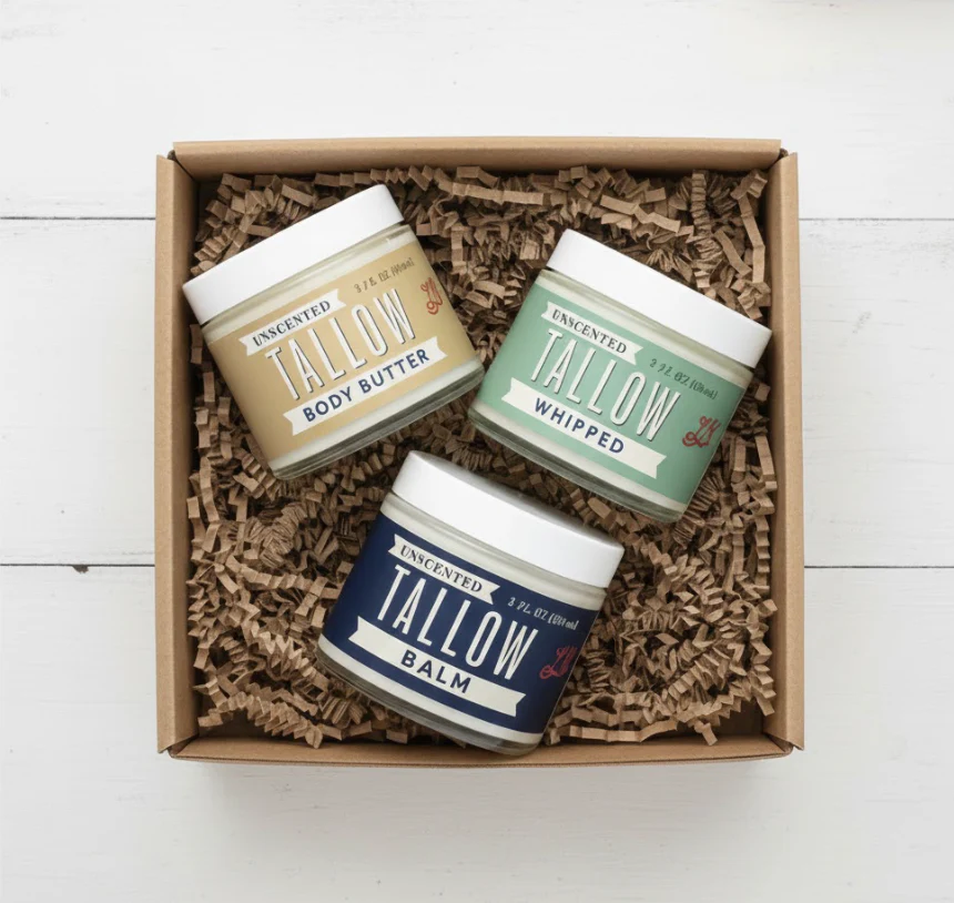 Tallow Skincare Trio – Butter, Balm & Whipped Premium Quality All Natural Gift Box by The Lady May