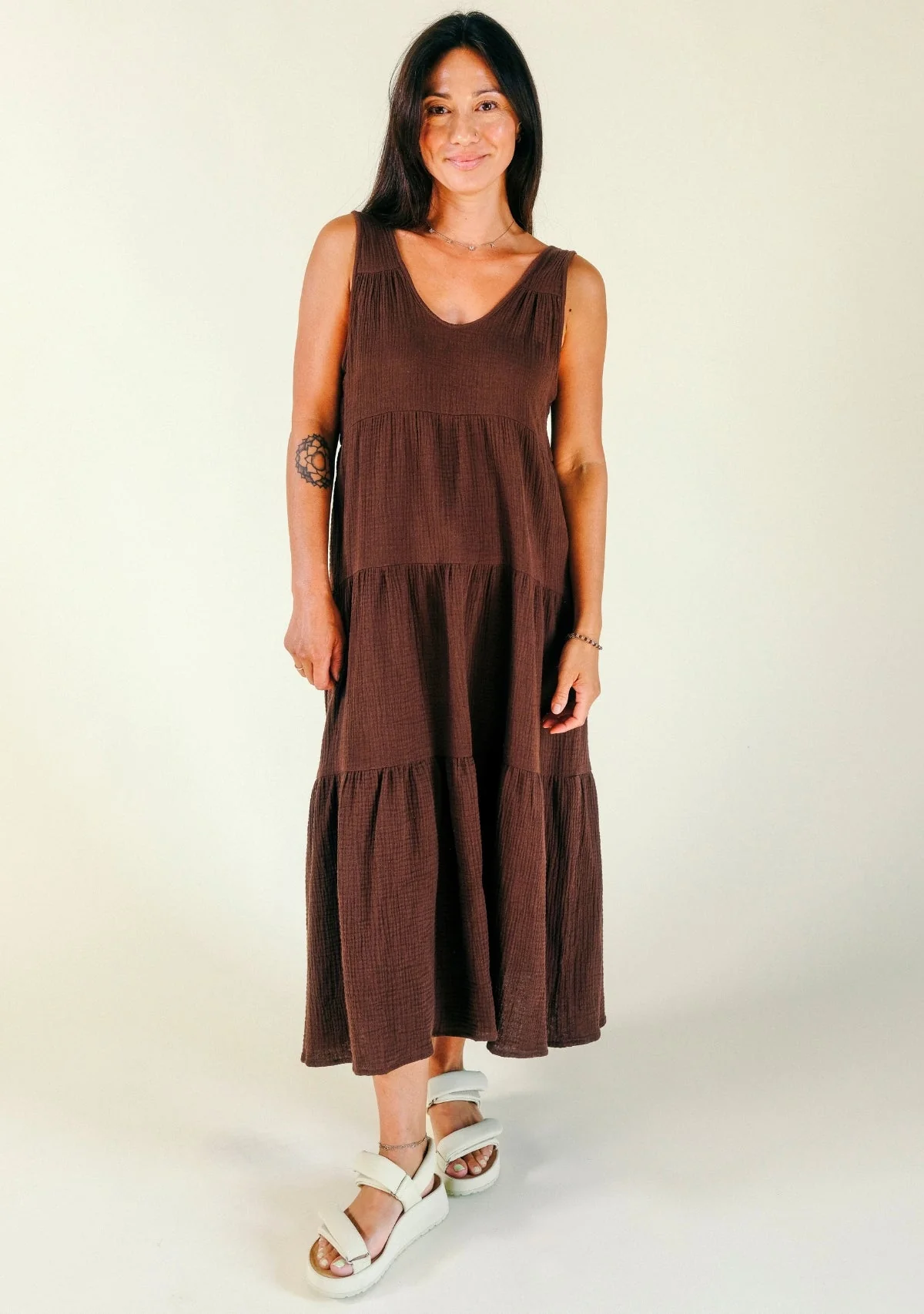 Teresa Tiered Tank Dress – Chicory Coffee