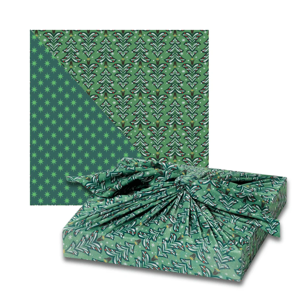 Assorted Set of 9 Reusable Cloth Furoshiki Gift Wrap | Holiday Collection - Image 2