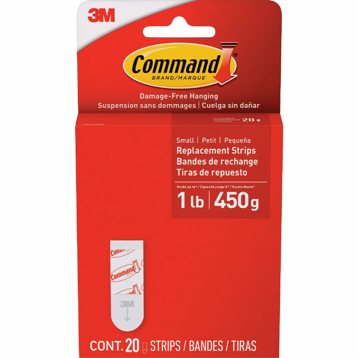 Command Small Adhesive Strip, White, 20 Strips