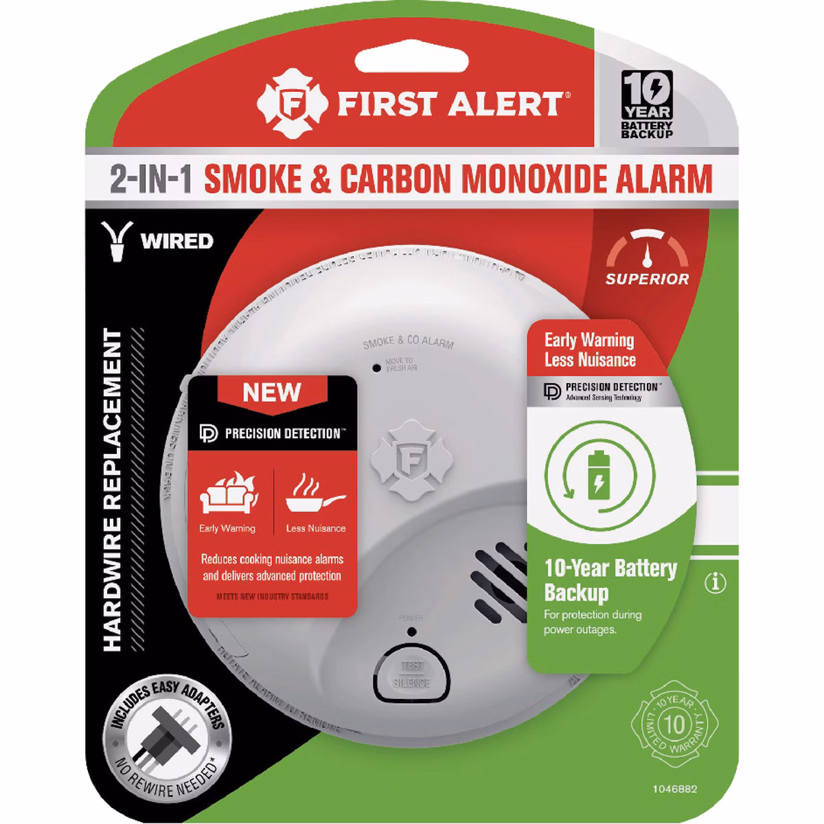 First Alert SMICO105-AC 2-In-1 Interconnect Hardwire Ionization Smoke & Carbon Monoxide Alarm