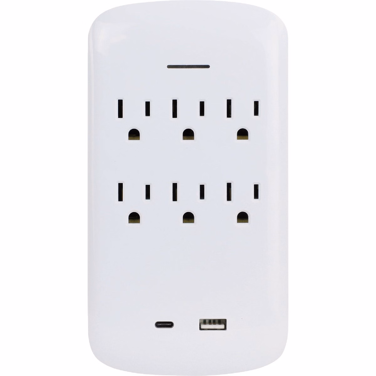 Prime Wire & Cable White 15A 6-Outlet Surge Tap with USB-A & USB-C