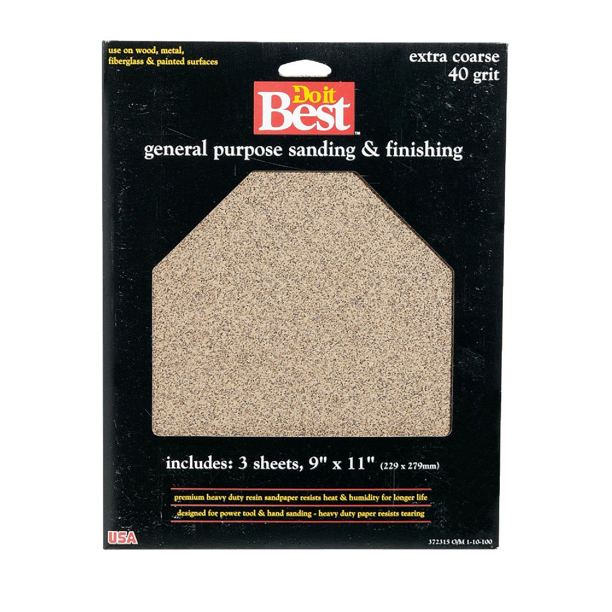 Do it Best General Purpose 9 In. x 11 In. 40 Grit Extra Coarse Sandpaper (3-Pack)