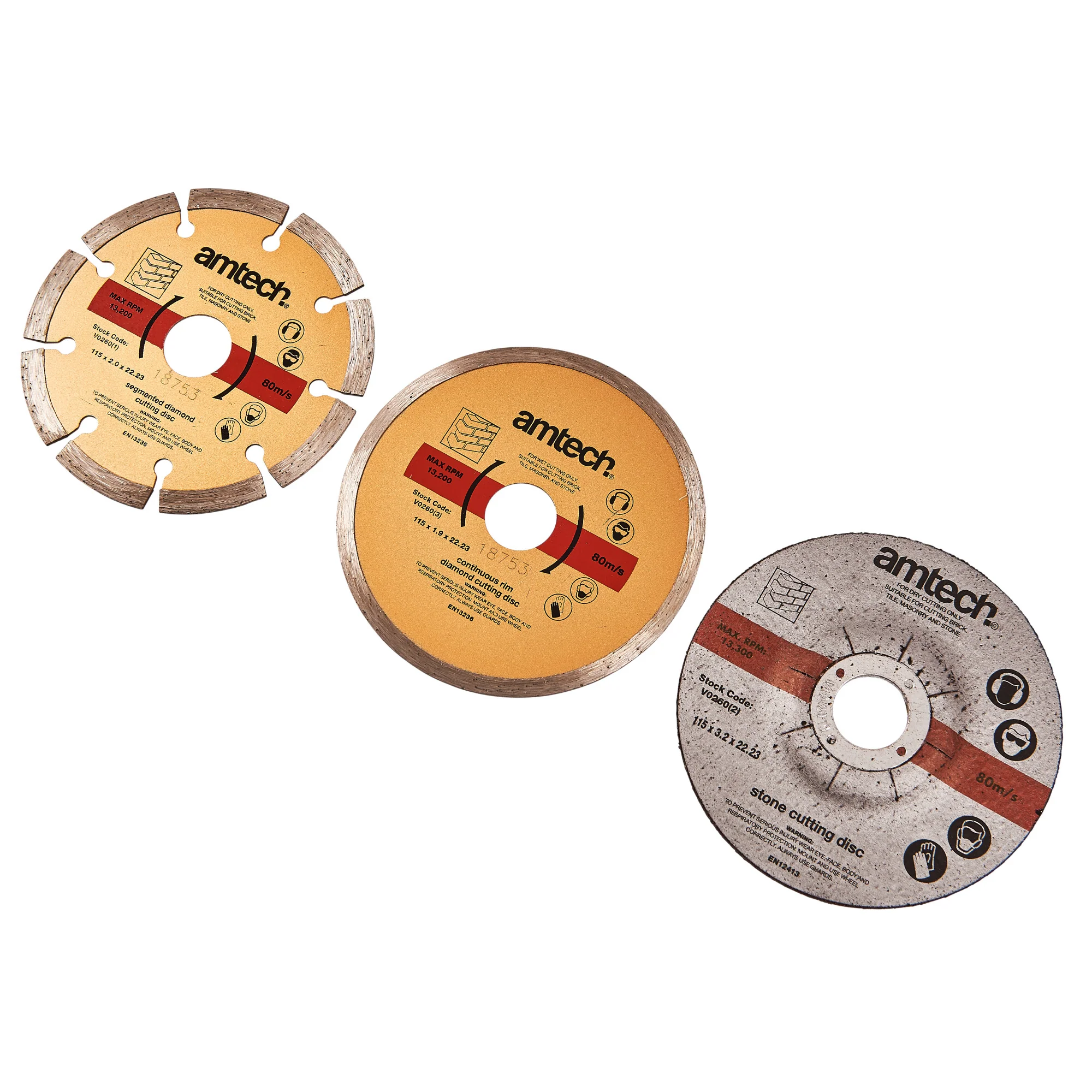 3 Piece 115mm (4.5″) Stone Cutting Blades Set