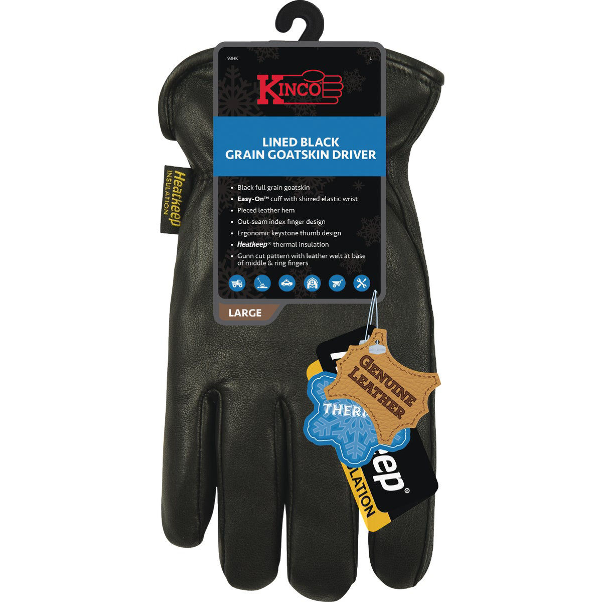 Kinco Men's Medium Full Grain Goatskin Thermal Insulated Driver Glove