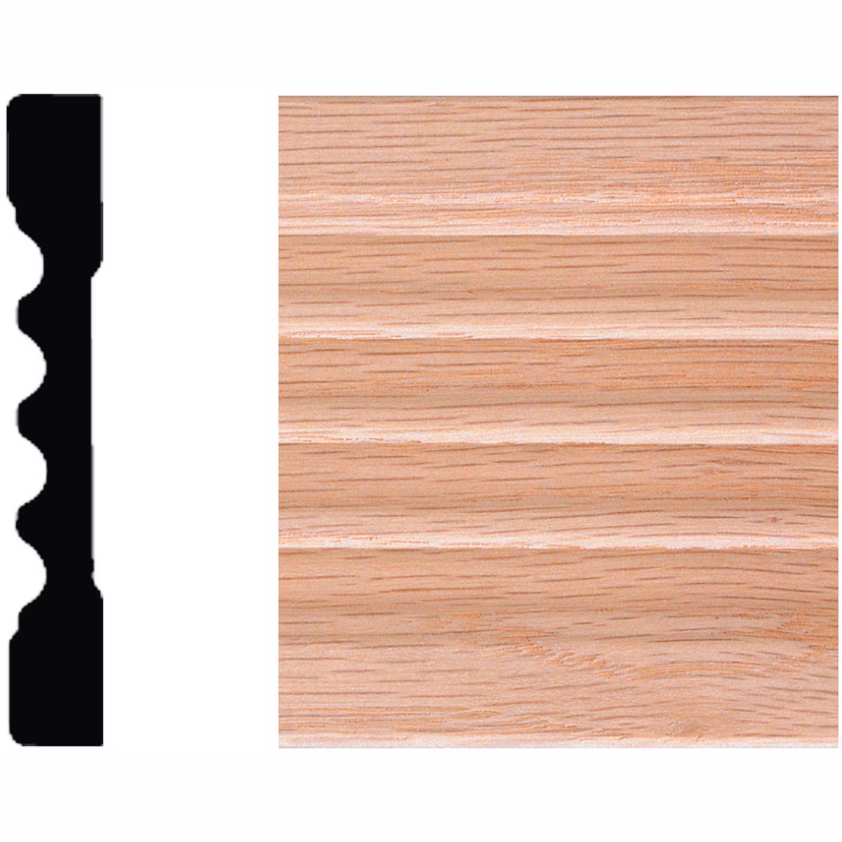 House of Fara 7/16 In. W. x 3 In. H. x 7 Ft. L. Natural Solid Oak Fluted Wood Casing