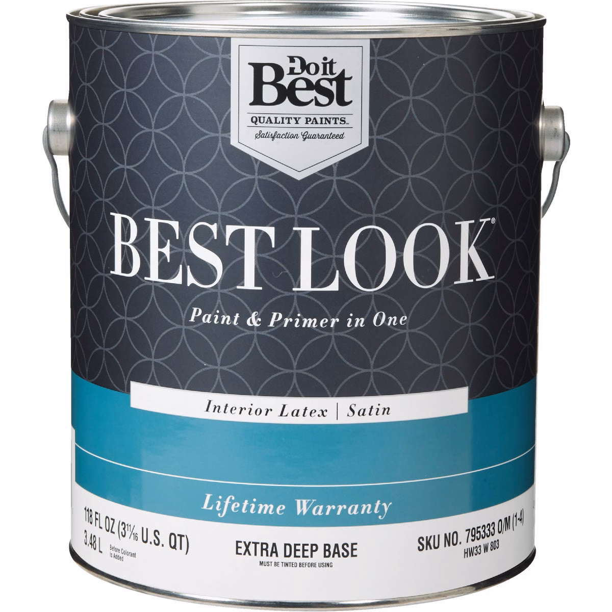 Best Look Latex Premium Paint & Primer In One Satin Interior Wall Paint, Extra Deep Base, 1 Gal.
