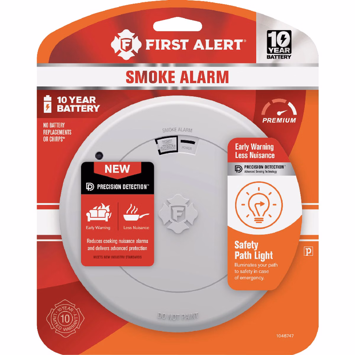 First Alert SM210L 10-Year Battery Photoelectric Smoke Alarm with Safety Path Light
