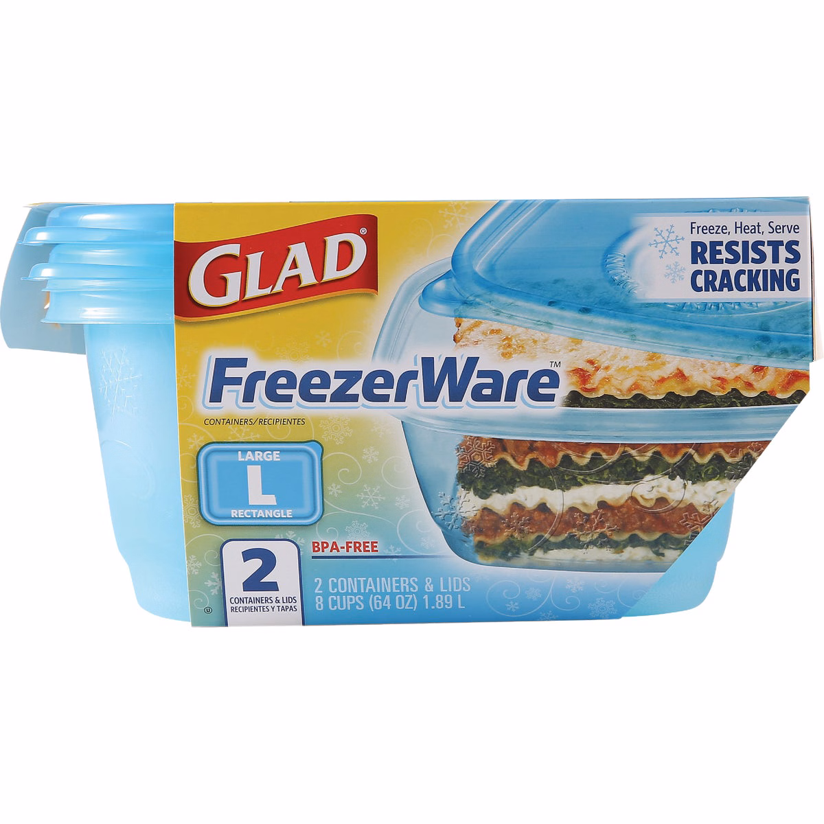 Glad Freezerware 64 Oz. Blue Rectangle Container (2-Pack)
