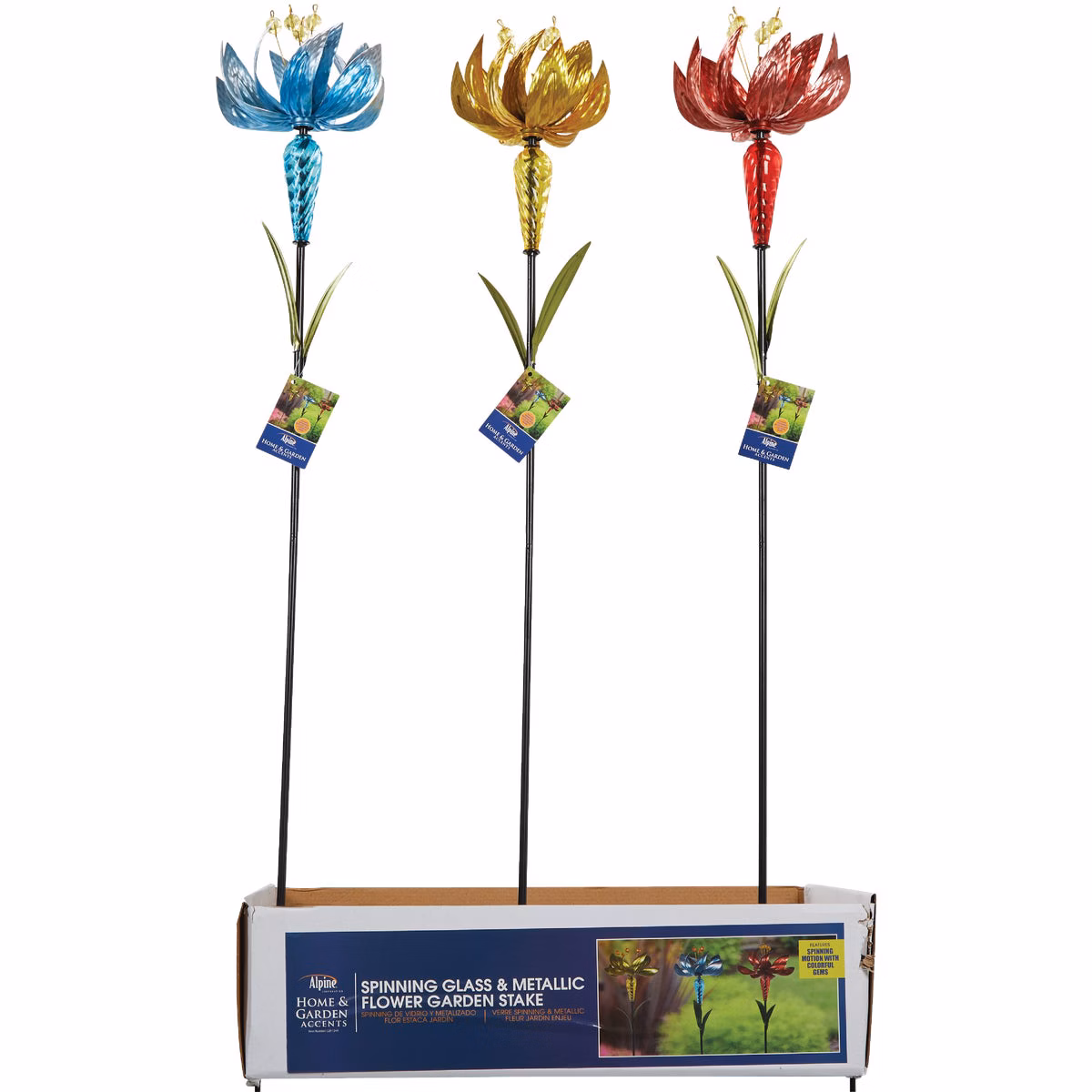 Alpine 39 In. H. Spinning Glass & Iron Flower Garden Stake