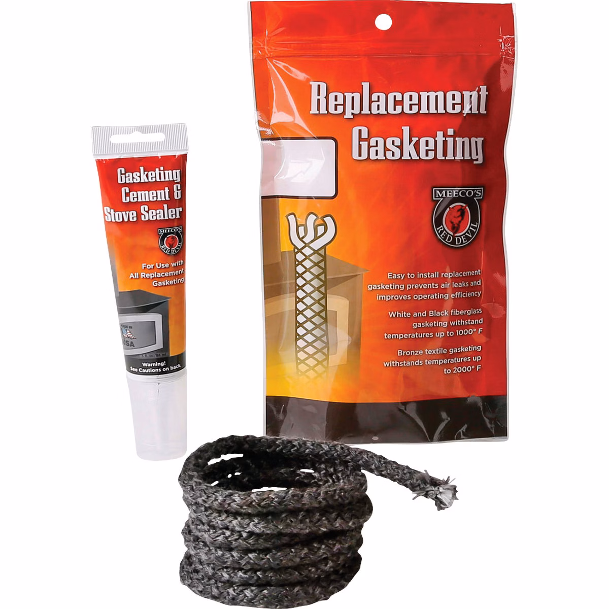 Meeco's Red Devil Gasketing Cement/Stove Sealer and 5/8 In. x 6 Ft. Replacement Rope Gasket Kit