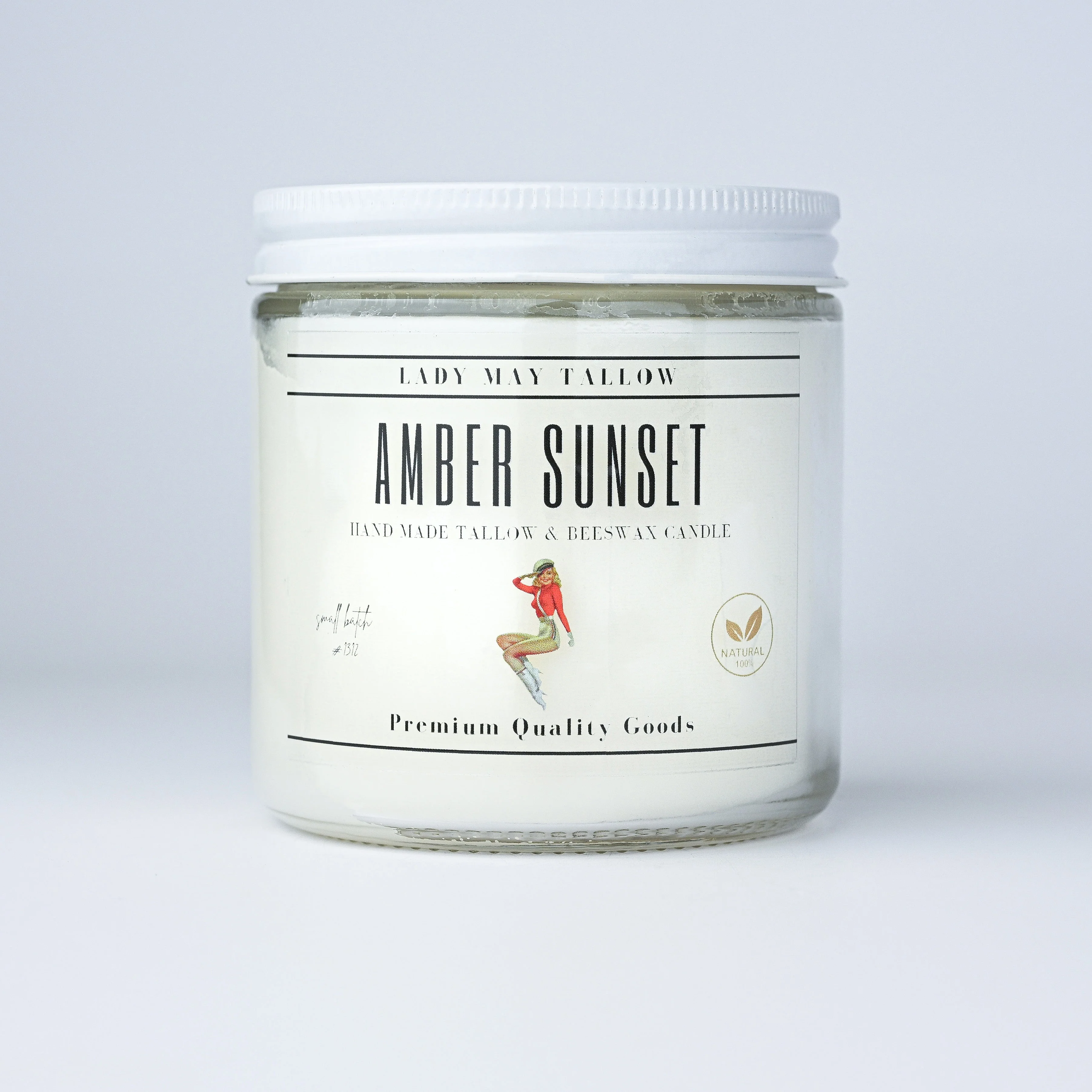 Amber Sunset Tallow Beeswax Candle | All Natural Non Toxic Clean Burning