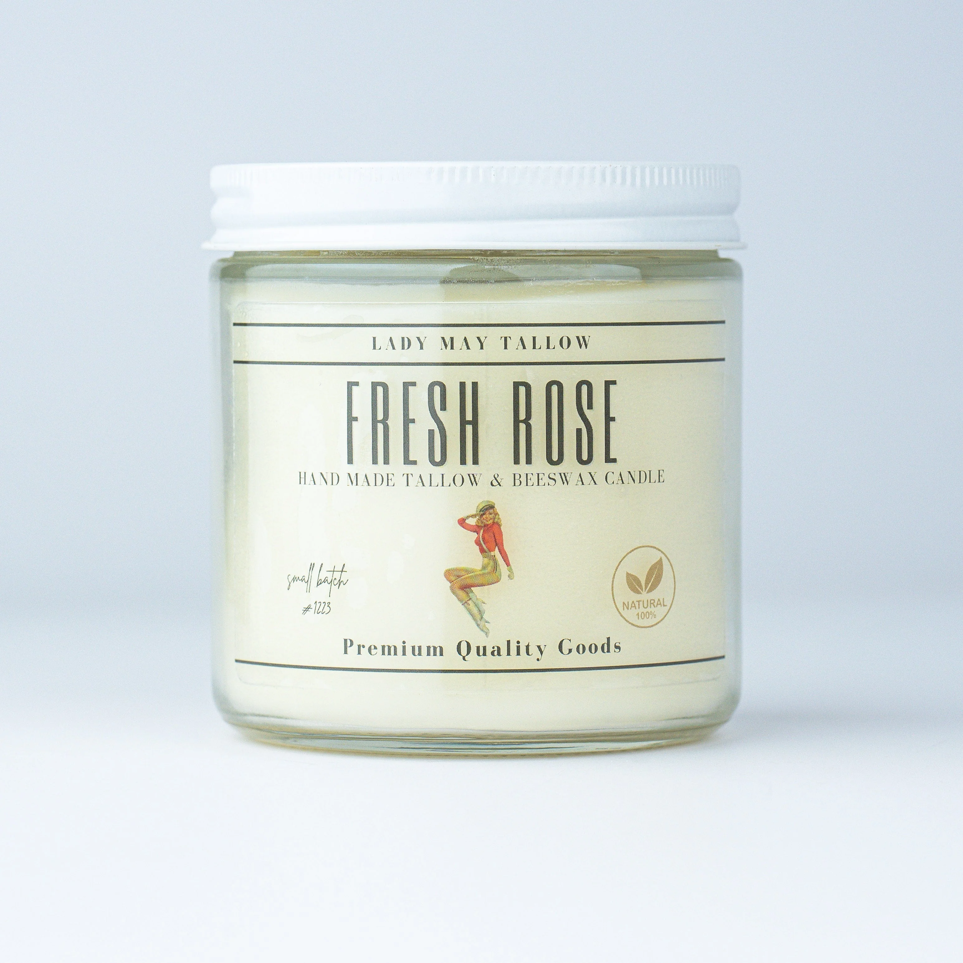 Rose-Scented Tallow & Beeswax Candle | Natural & Non-toxic Candle