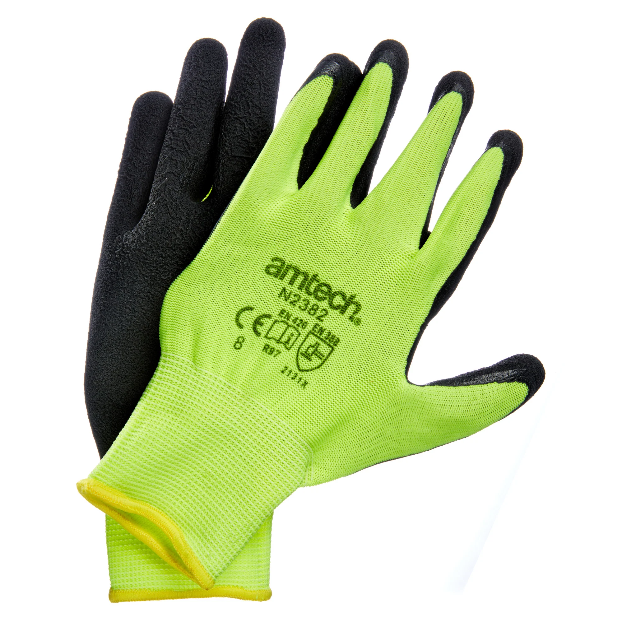 Medium (Size 8) Hi-Vis Rubber Coated Gloves