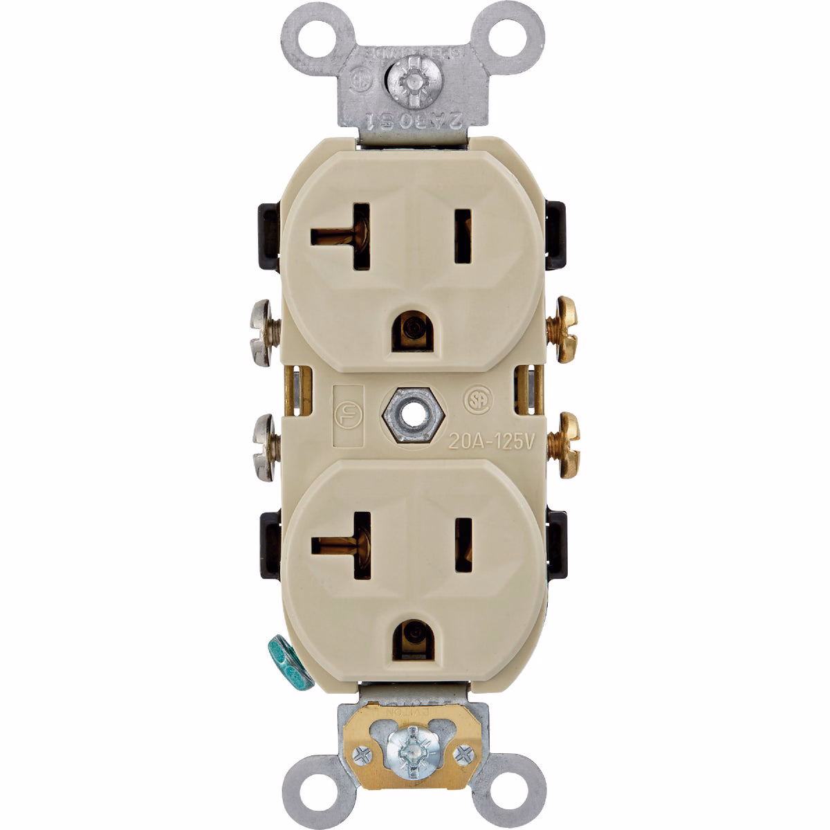Leviton 20A Ivory Commercial Grade 5-20R Combination Side Back Wire Duplex Outlet