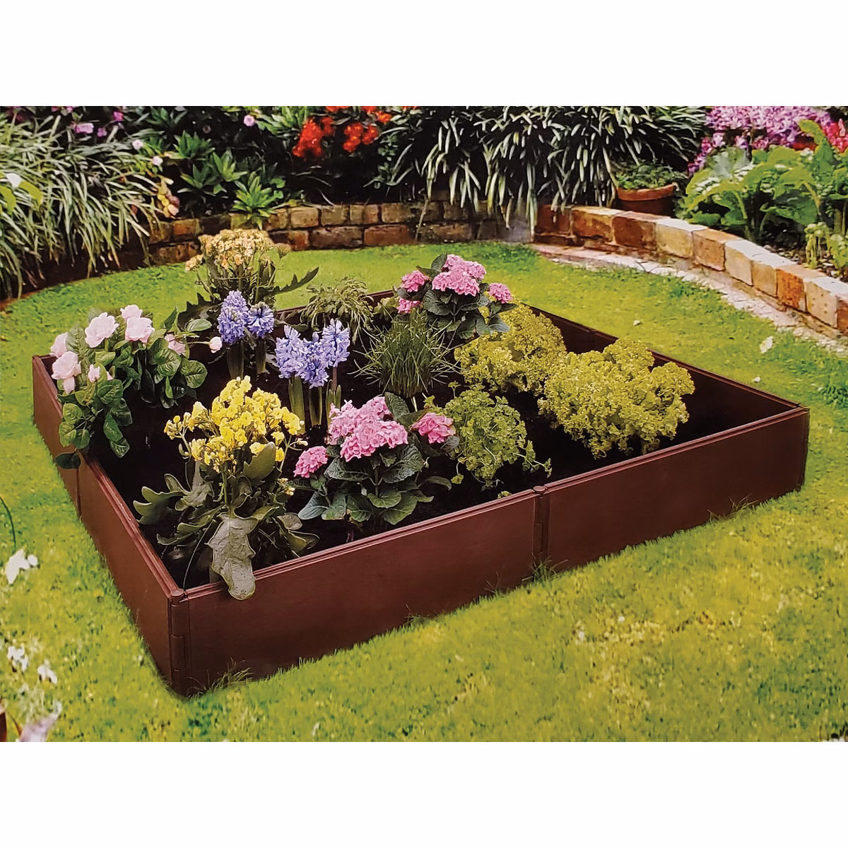 Bloomers 4 Ft. x 4 Ft. Brown Polyethylene Modular Raised Bed Garden