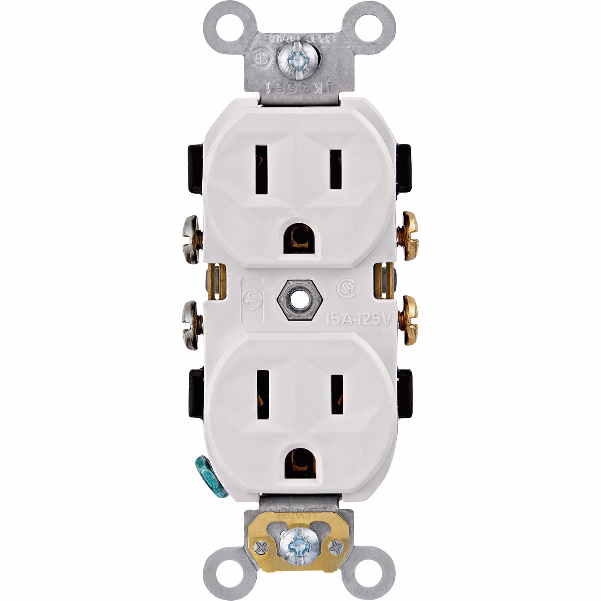 Leviton 15A White Commercial Grade 5-15R Combination Side Back Wire Duplex Outlet