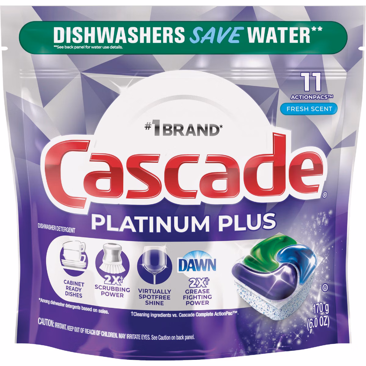 Cascade Platinum Plus Action Pacs Dishwasher Detergent (11-Count)