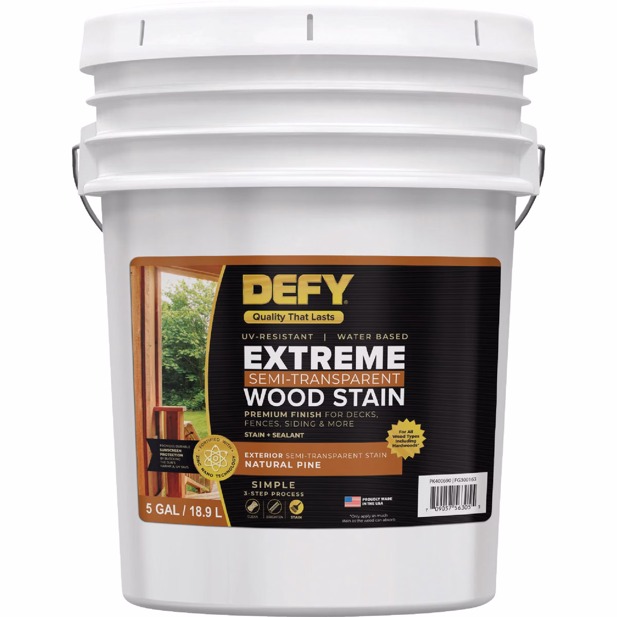 DEFY Extreme Semi-Transparent Exterior Wood Stain, Natural Pine, 5 Gal.
