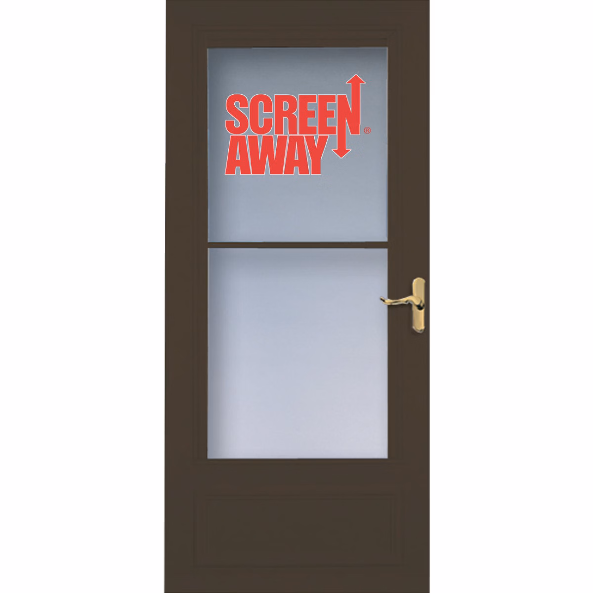 Larson Screenaway Lifestyle 36 In. W x 80 In. H x 1 In. Thick Brown Mid View DuraTech Storm Door