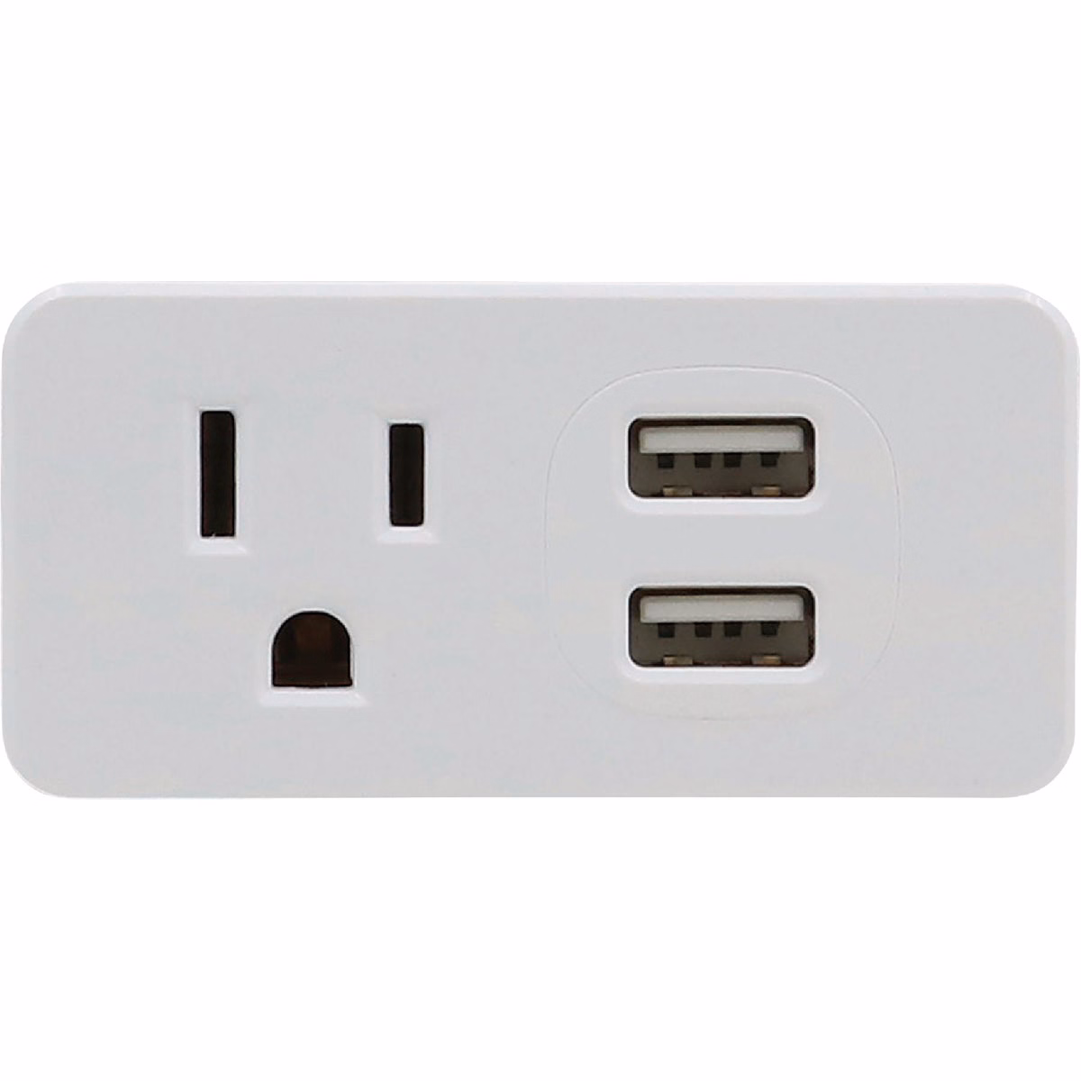 Prime Wire & Cable White 15A 1-Outlet Wall Tap With 2 USB-A